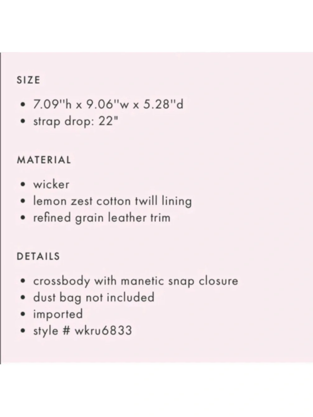 Kate Spade Picnic Perfect Lemon Crossbody Wicker & Leather Bag Yellow NEW